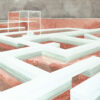 aquarelle architecture labyrinthe sur l'eau